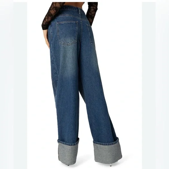 Edikted Vesper Cuffed Wide Leg Jeans - Picture 2 of 5